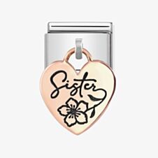 Nomination CLASSIC Composable Rose Gold Sister Heart Pendant Charm 431803/05