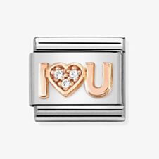 Nomination CLASSIC Composable Romance Cubic Zirconia I Love U Heart Charm 430305/36