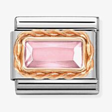 Nomination CLASSIC Composable Pink Cubic Zirconia Rose Gold Rope Charm 430604/003