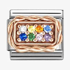 Nomination CLASSIC Rose Gold Cubic Zirconia Rainbow Pavé Charm 430318/17