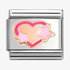 Nomination Stainless Steel 9ct Rose Gold Pink Heart & Stars Charm 430202/41