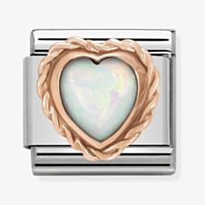 Nomination CLASSIC Rose Gold Stones Heart White Opal Charm 430509/22