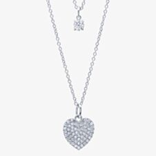 Crislu Ladies Two Tier Heart Pave and CZ Necklace 9010078N16CZ 