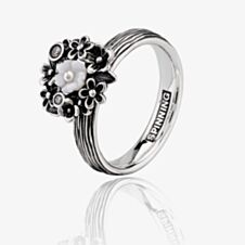 Spinning Silver Garden Mother of Pearl Cubic Zirconia Flowers Ring 80914