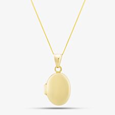9ct Yellow Gold Plain Oval Locket Necklace 1.65.3043