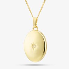 9ct Yellow Gold Diamond Starburst Oval Locket LK230 CN025-18