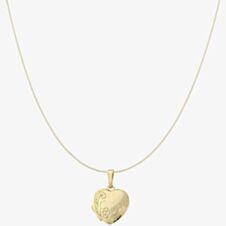 9ct Yellow Gold Engraved Heart Locket Necklace LK204 