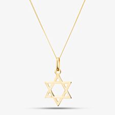 9ct Yellow Gold Star Of David Pendant Necklace 1.64.2521