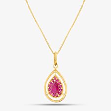 9ct Yellow Gold Ruby Cut Out Teardrop Necklace GP2272R GN141