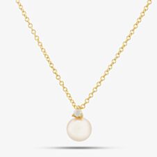 9ct Yellow Gold Pearl & Cubic Zirconia Necklace 1.13.7604