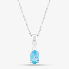 9ct White Gold Oval Cut Blue Topaz Necklace OJS0006P-SBT 9KW