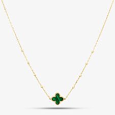 9ct Yellow Gold Green Malachite Clover Necklace 1.19.2240