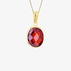 9ct Yellow Gold Red Oval Crystal Necklace 1.68.7124