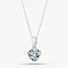 Gold Impression 9ct White Gold Aquamarine Heart Pendant Necklace RJP04866