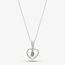 9ct White Gold Emerald Open Heart Pendant OJP161W-E