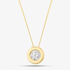9ct Yellow Gold Rubover Round Cubic Zirconia Necklace FA958