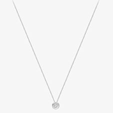 9ct White Gold Rubover Round Cubic Zirconia Necklace FA599