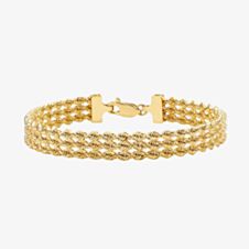 9ct Yellow Gold Three Row Rope Bracelet 1.22.0201