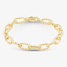 9ct Yellow Gold Textured Oval Link Bracelet 1.28.1502