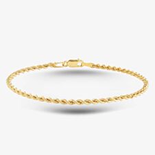 9ct Yellow Gold 7.25 Inch Rope Chain Bracelet 040HVCY-7.25