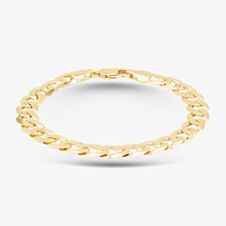 9ct Yellow Gold 8.75 Inch Flat Faceted Curb Chain Bracelet FF100-8.75