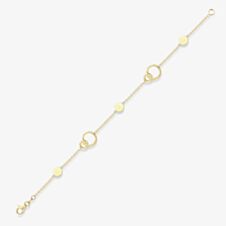 9ct Gold 7.5 Inch Interlocking Circle Disc Bracelet 111125127486