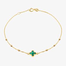 9ct Yellow Gold Malachite Clover Ball Bracelet 1.29.2242