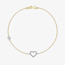 9ct Two Colour Gold Cubic Zirconia Open Heart Bracelet 2.23.7162