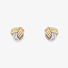 Gold Classic 9ct Three Colour Gold Knot Stud Earrings 120125147603