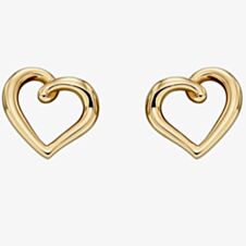9ct Yellow Gold Open Heart Stud Earrings GE2293