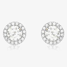  9ct White Gold Round Halo Stud Earrings 5.59.0412