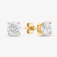 9ct Yellow Gold 6mm Four Claw Set Cubic Zirconia Stud Earrings SE606
