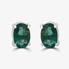 Gold Impression 9ct White Gold 1.33ct Oval Cut Emerald Stud Earrings WWW281