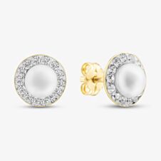Gold Impression 9ct Yellow Gold Cultured Pearl Crystal Stud Earrings 1.58.7559