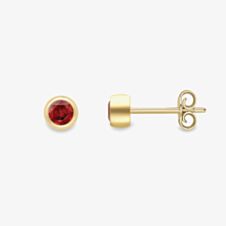 Gold Impression 9ct Yellow Gold Round Garnet Stud Earrings 120325147568
