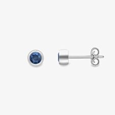 Gold Impression 9ct White Gold Round Sapphire Stud Earrings 120325147572