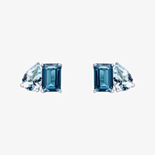 9ct White Gold Multi Cut Blue Topaz Stud Earrings GE2473