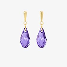 9ct Yellow Gold Purple Crystal Dropper Earrings 1.58.0046