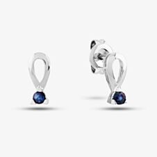 9ct White Gold Sapphire Freshwater Pearl Dropper Earrings GE2131