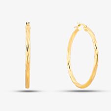 9ct Yellow Gold Twist Hoop Earrings UER039Y