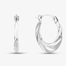 9ct White Gold Twist Creole Hoop Earrings 5.53.3799