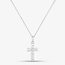 Silver 16mm Cubic Zirconia Cross and Chain SCS1