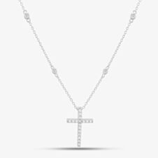 Silver Pave Cubic Zirconia Cross Pendant Chain 8.18.9490