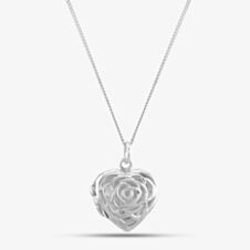 Silver Flower Open Heart Locket 8-65-2039