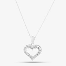Sterling Silver Open Heart Crystal Pendant 8.62.8584