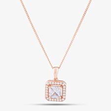 Sterling Silver Rose Gold Crystal Halo Pendant 8.68.4084