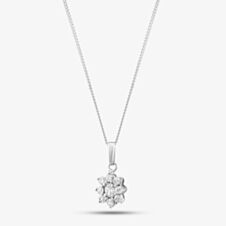 Silver Cubic Zirconia Flower Cluster Necklace 247/236 8.13.0034