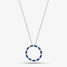 Sterling Silver Blue Cubic Zirconia Circle Pendant Necklace S6673