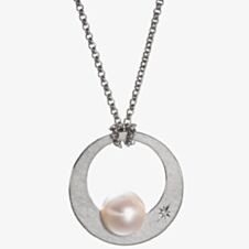 Eva Strepp Alma Silver & Freshwater Pearl Open Circle Necklace ALMA FRESHWATER