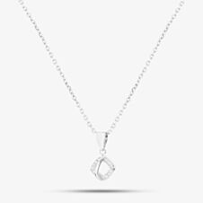 Silver Cubic Zirconia Open Square Pendant E610858-P